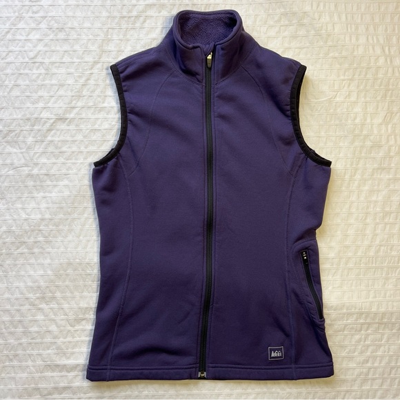 REI Polartec Power Stretch Purple Fleece Zip Up Vest, M - Picture 1 of 15